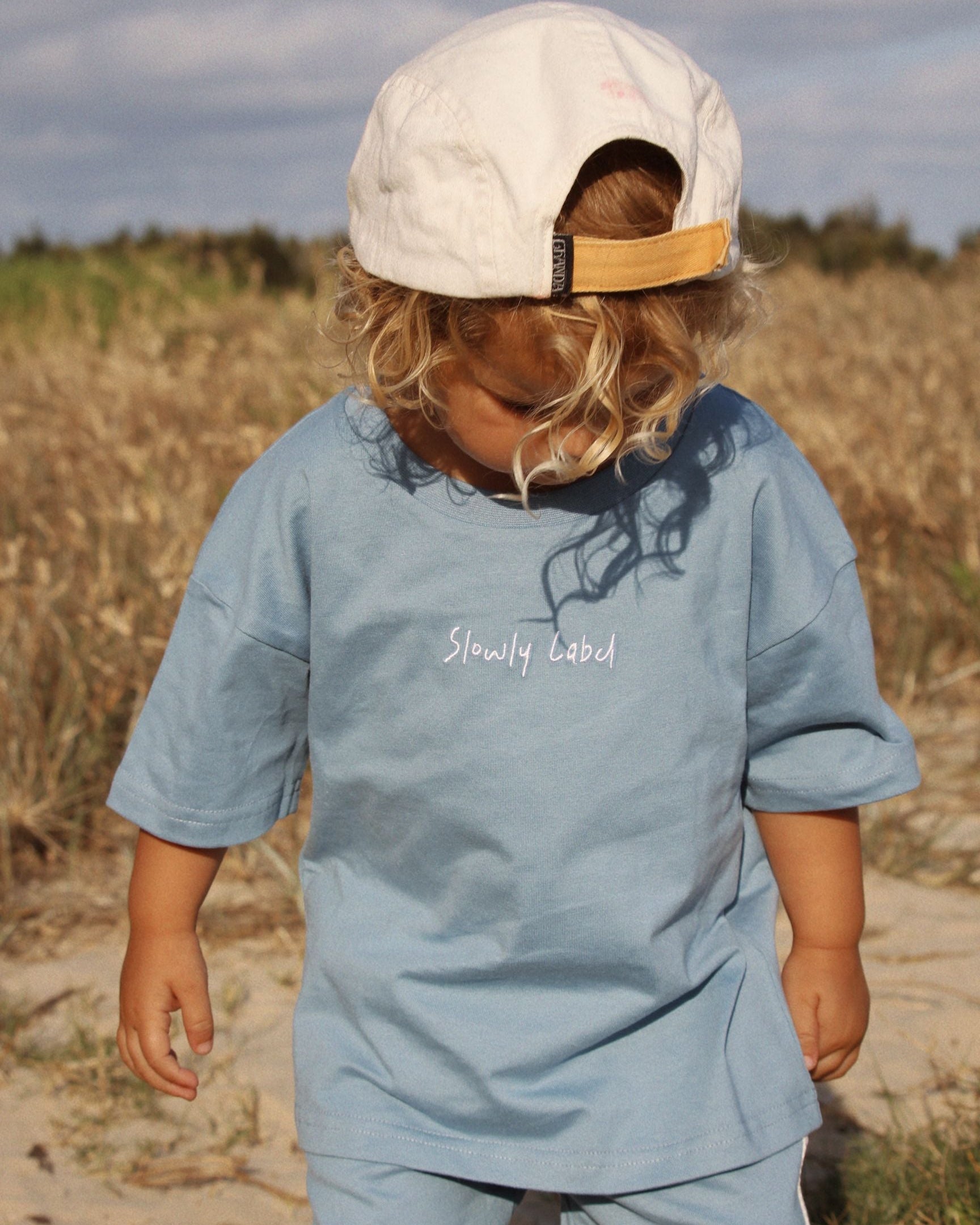 Slowly Logo Tee - Cornflower